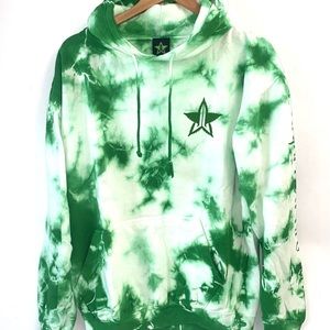 (A7) NEW Jeffree Star Kush‎ High How Are Ya Tie Dye Hoodie, Green/White, Size M